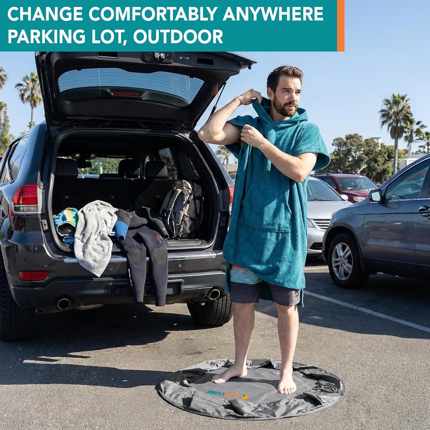 Wetsuit Changing Mat & Waterproof Surf Bag – Drawstring Dry Bag for Surfing, Kayaking & Beach – 30” Leakproof Portable Gear Mat