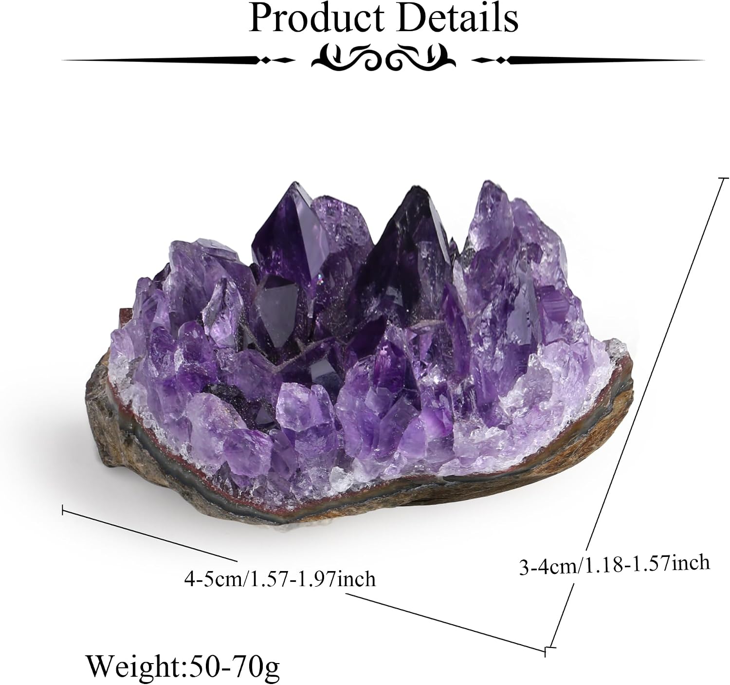 Amethyst Crystal Cluster Rock Geode Gemstones Purple Raw Crystals Stone Rock Collection Raw Energy Balance Reiki Home Decor Friendship Gifts for Women 50-70G