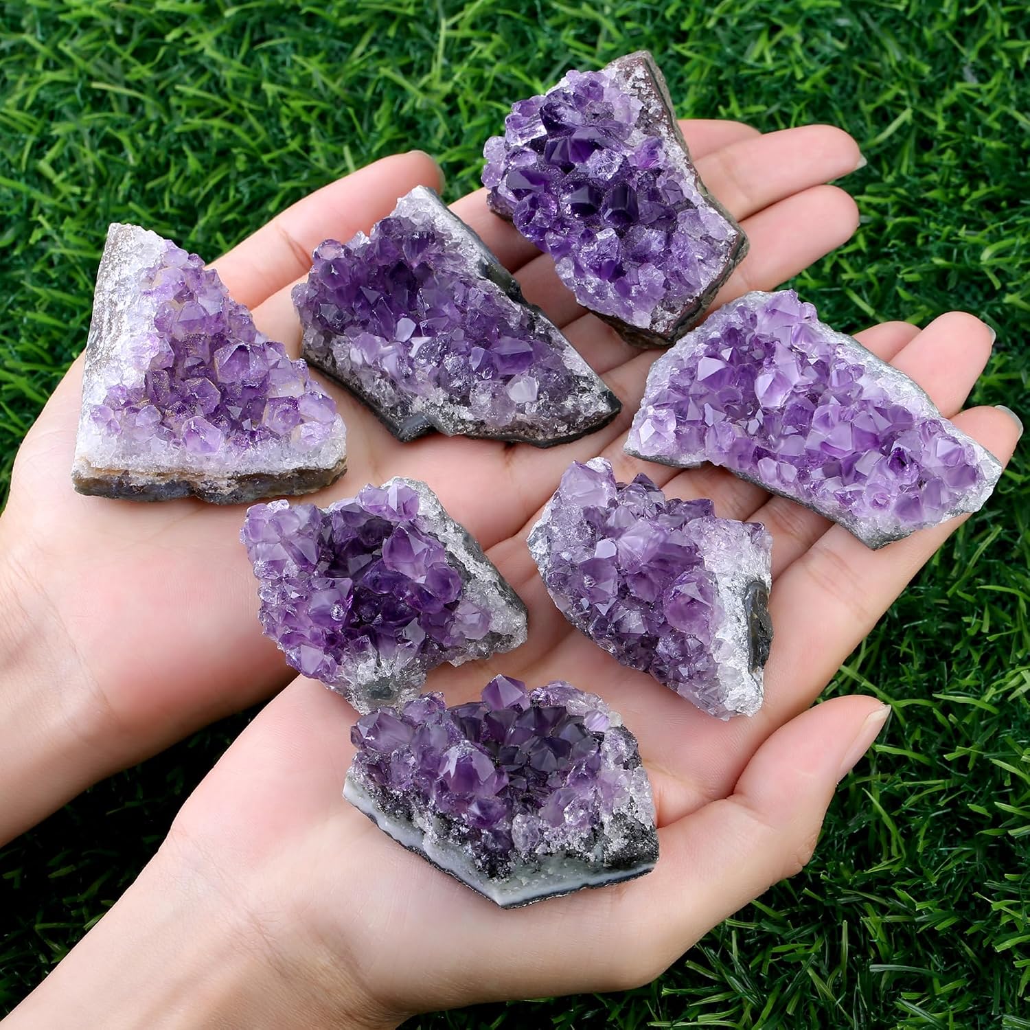 Amethyst Crystal Cluster Rock Geode Gemstones Purple Raw Crystals Stone Rock Collection Raw Energy Balance Reiki Home Decor Friendship Gifts for Women 50-70G