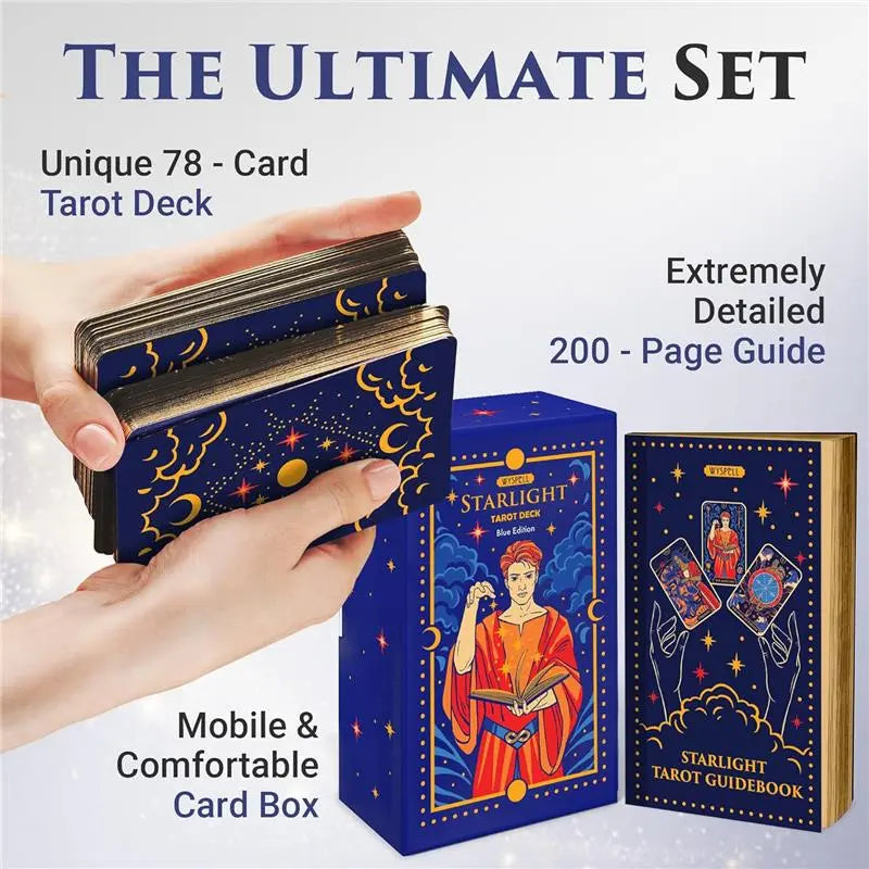 Tarot Cards: Starlight Tarot Deck with Guide Book - Unique Tarot Card Deck for Beginners - Modern Fortune Telling Cards (Blue)