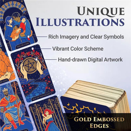 Tarot Cards: Starlight Tarot Deck with Guide Book - Unique Tarot Card Deck for Beginners - Modern Fortune Telling Cards (Blue)