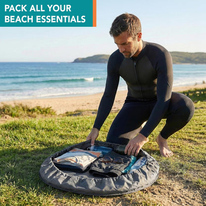 Wetsuit Changing Mat & Waterproof Surf Bag – Drawstring Dry Bag for Surfing, Kayaking & Beach – 30” Leakproof Portable Gear Mat