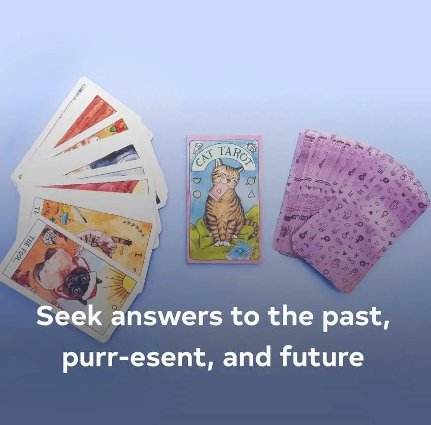 Cat Tarot Deck – Classic Tarot Cards with Cat-Themed Illustrations, 78 Cards & Guidebook