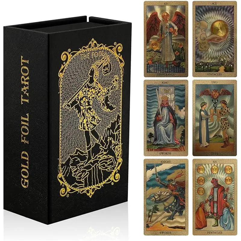 78 Tarot Cards with Guide Book,Rider Waite Tarot Deck,Gold Foil Tarot Cards Deck for Beginners Waterproof and Durable